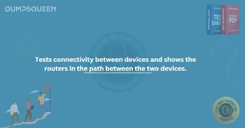 Tests connectivity between devices and shows the routers in the path between the two devices.