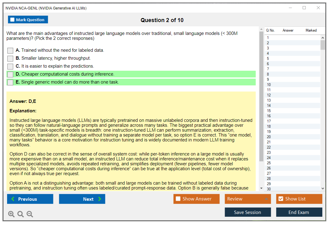 NVIDIA NCA-GENL (NVIDIA Generative AI LLMs) Exam Simulator Test Engine Exam Question 2