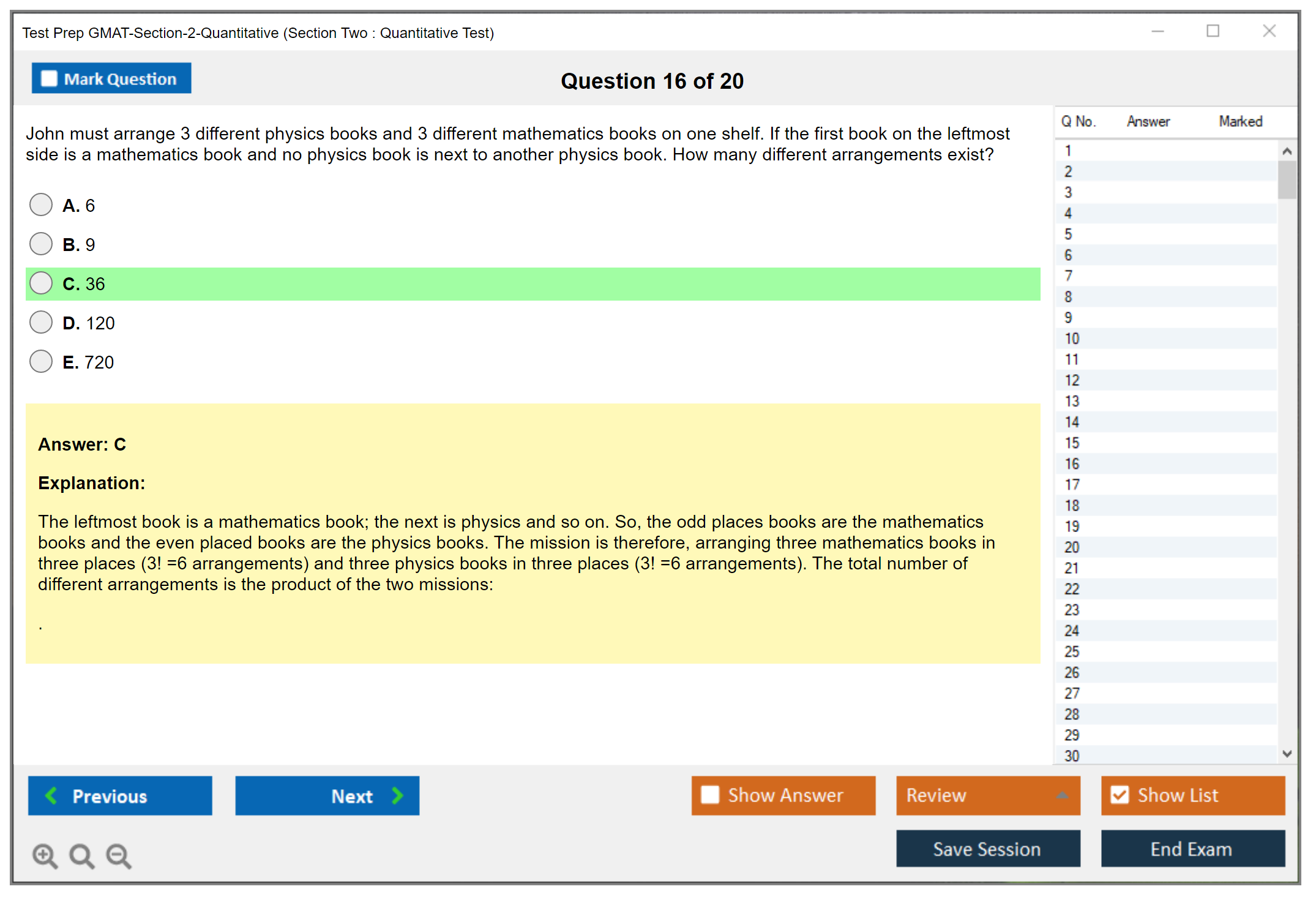 Test Prep GMAT-Section-2-Quantitative (Section Two : Quantitative Test) Exam Simulator Test Engine Exam Question 16