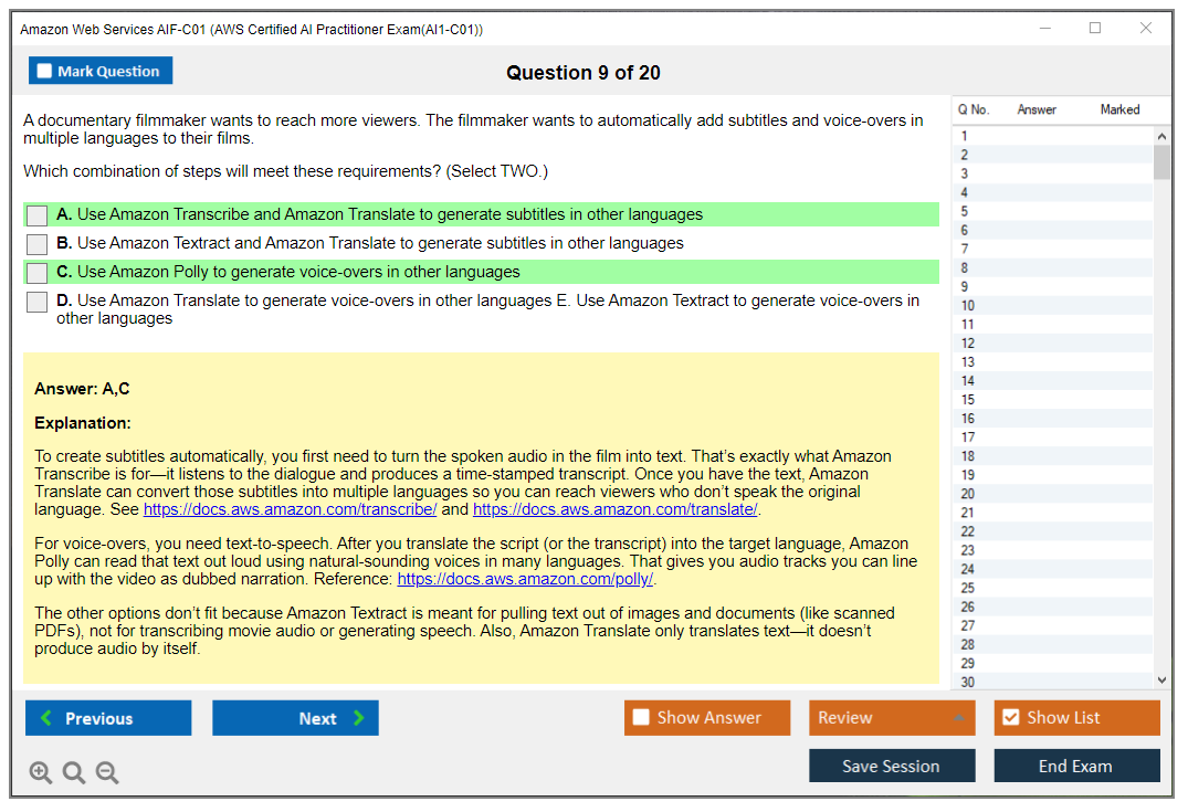 Amazon AWS AIF-C01 (AWS Certified AI Practitioner Exam(AI1-C01)) Exam Simulator Test Engine Exam Question 9