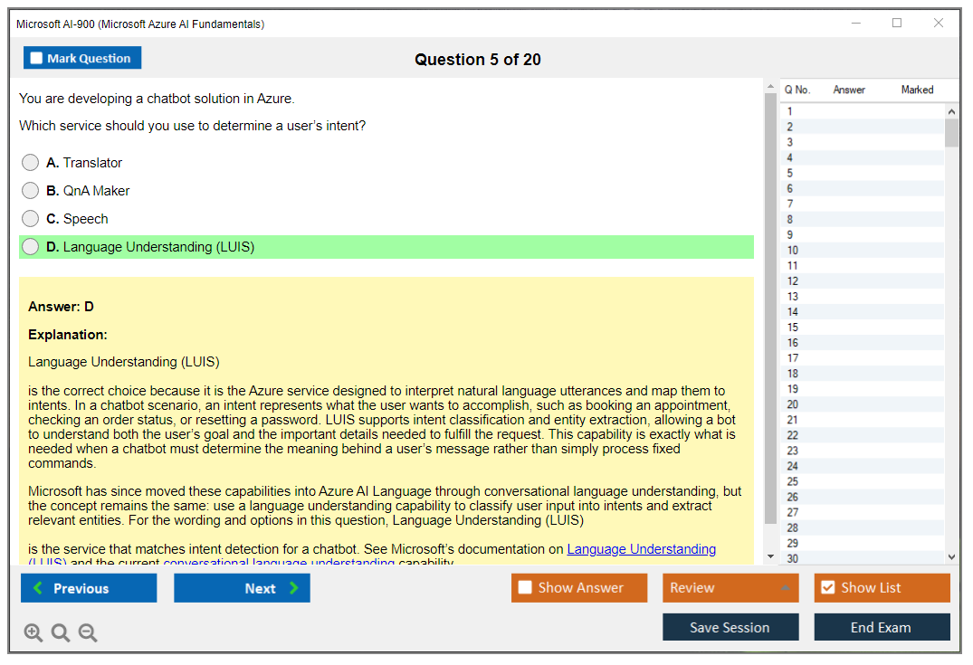 Microsoft AI-900 (Microsoft Azure AI Fundamentals) Exam Simulator Test Engine Exam Question 5