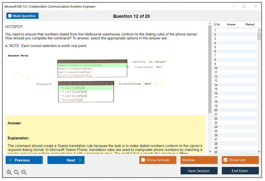 Microsoft MS-721 (Collaboration Communications Systems Engineer) Exam Simulator Test Engine Exam Question 12
