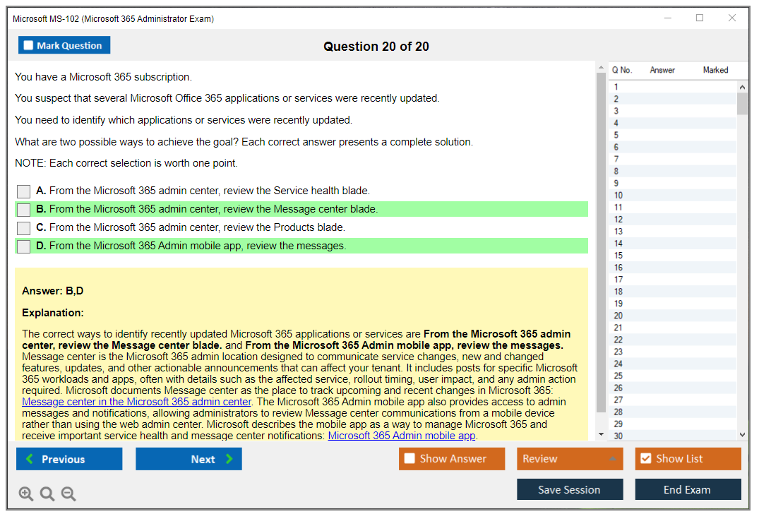 Microsoft MS-102 (Microsoft 365 Administrator Exam) Exam Simulator Test Engine Exam Question 20