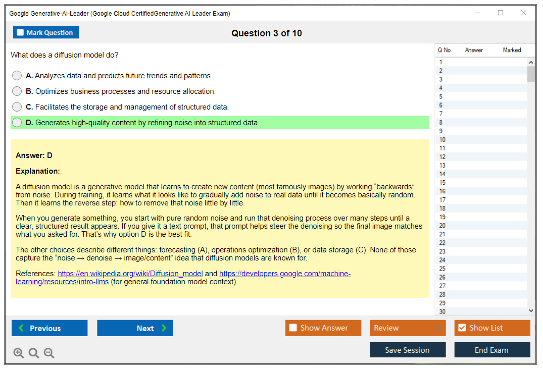 Google Generative-AI-Leader (Google Cloud CertifiedGenerative AI Leader Exam) Exam Simulator Test Engine Exam Question 3