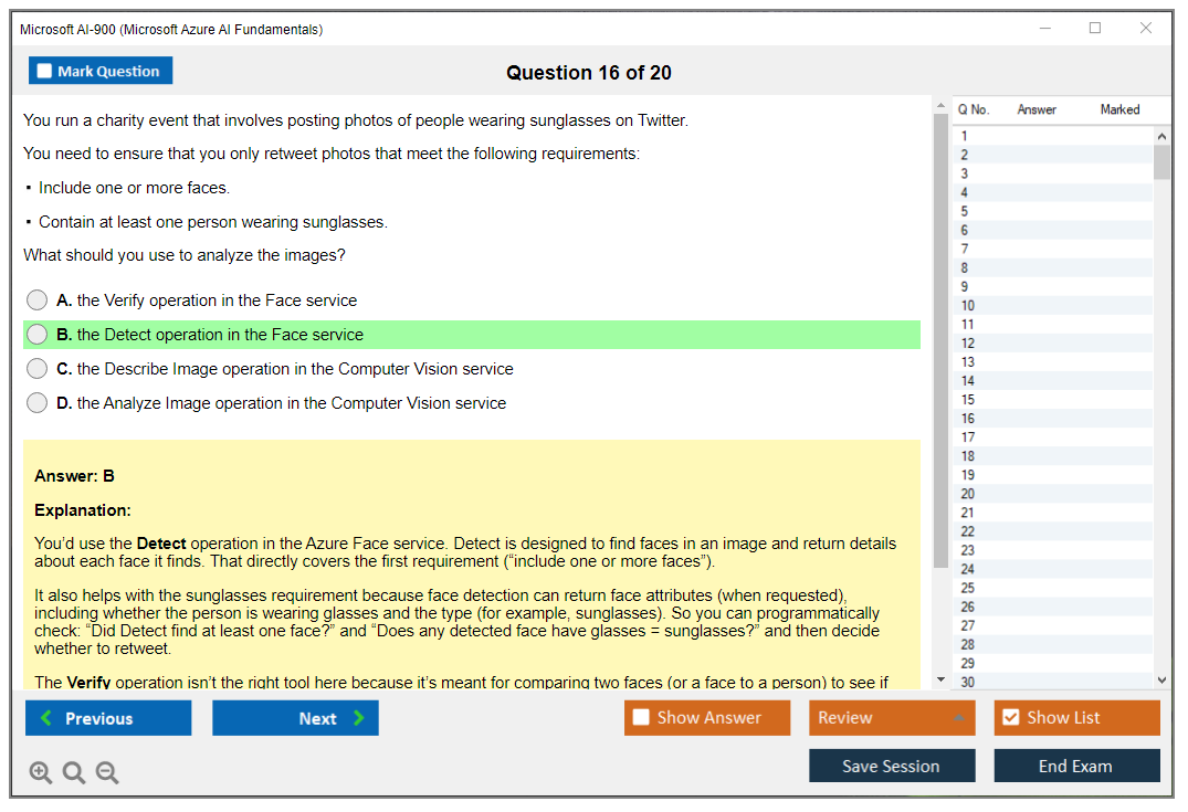 Microsoft AI-900 (Microsoft Azure AI Fundamentals) Exam Simulator Test Engine Exam Question 16