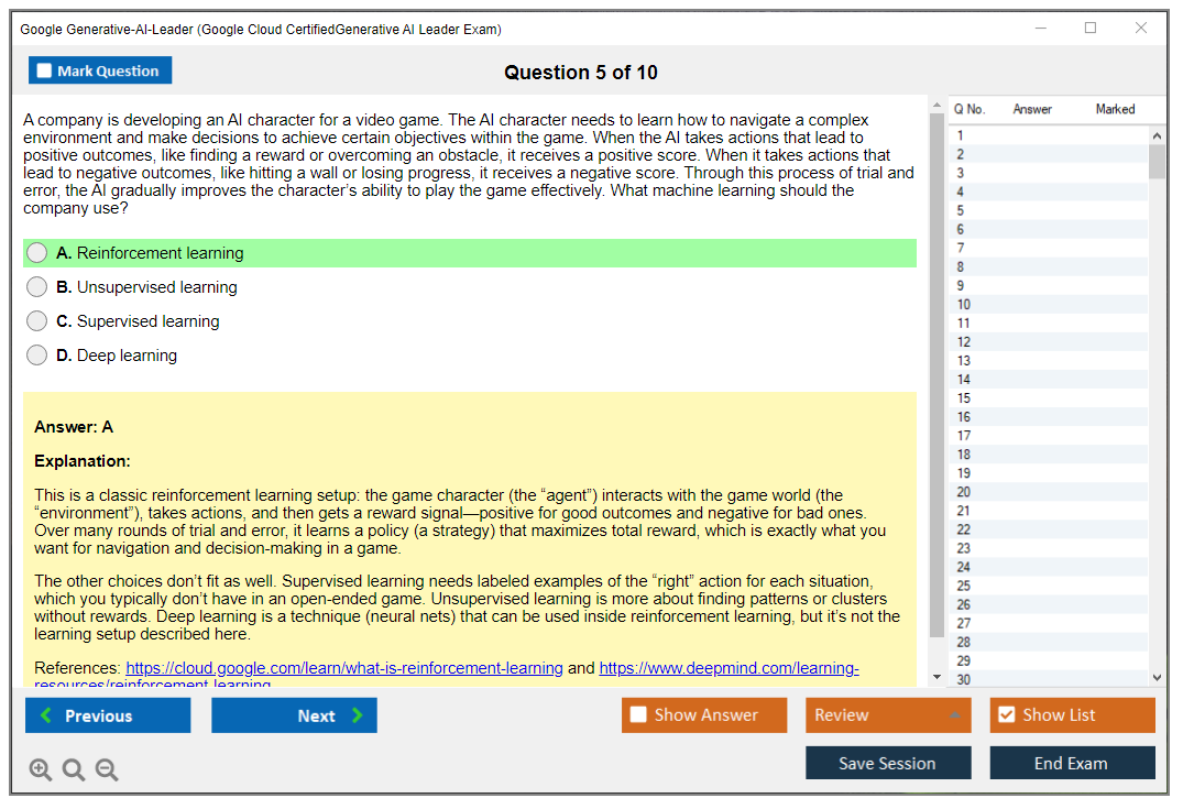 Google Generative-AI-Leader (Google Cloud CertifiedGenerative AI Leader Exam) Exam Simulator Test Engine Exam Question 5