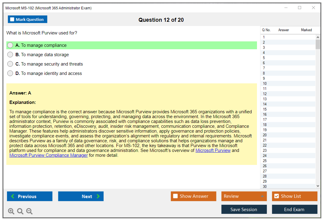 Microsoft MS-102 (Microsoft 365 Administrator Exam) Exam Simulator Test Engine Exam Question 12