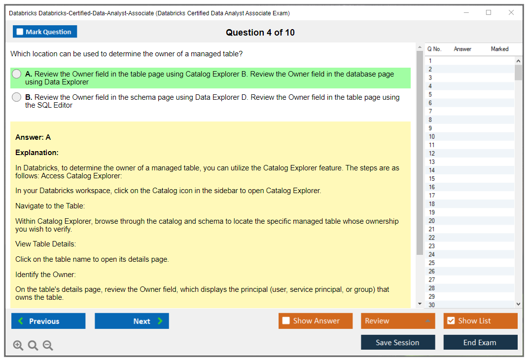 Databricks Databricks-Certified-Data-Analyst-Associate (Databricks Certified Data Analyst Associate Exam) Exam Simulator Test Engine Exam Question 4