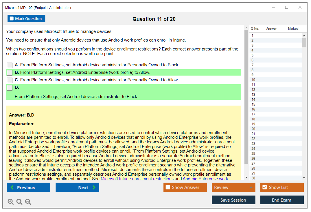 Microsoft MD-102 (Endpoint Administrator) Exam Simulator Test Engine Exam Question 11