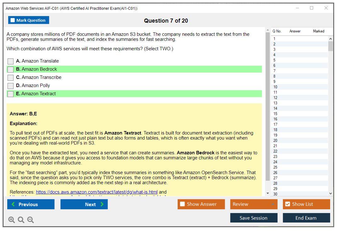 Amazon AWS AIF-C01 (AWS Certified AI Practitioner Exam(AI1-C01)) Exam Simulator Test Engine Exam Question 7