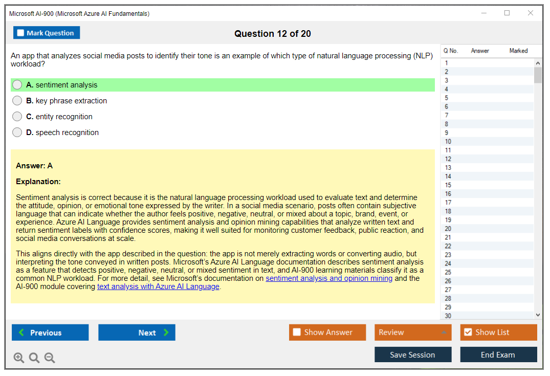 Microsoft AI-900 (Microsoft Azure AI Fundamentals) Exam Simulator Test Engine Exam Question 12
