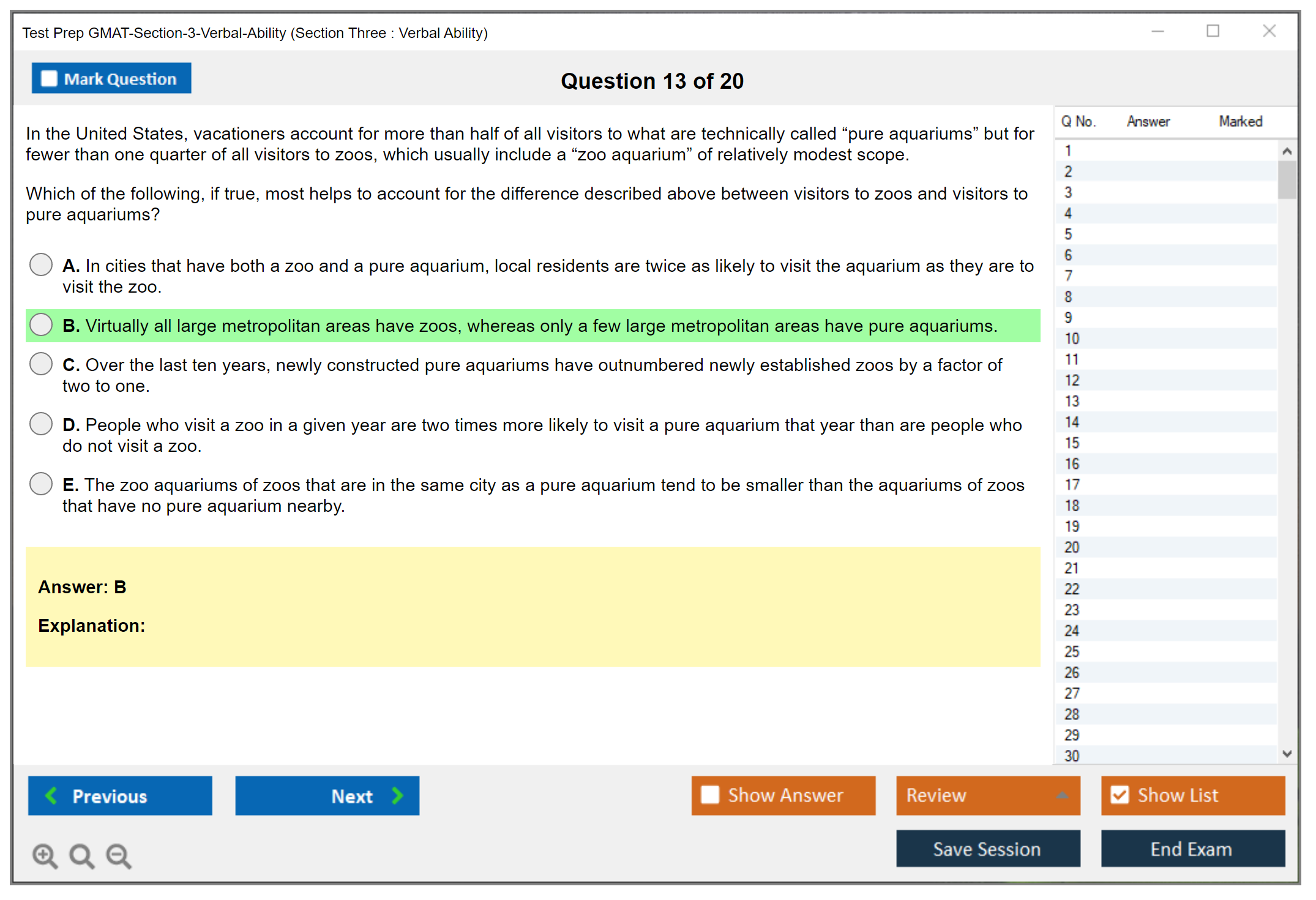 Test Prep GMAT-Section-3-Verbal-Ability (Section Three : Verbal Ability) Exam Simulator Test Engine Exam Question 13