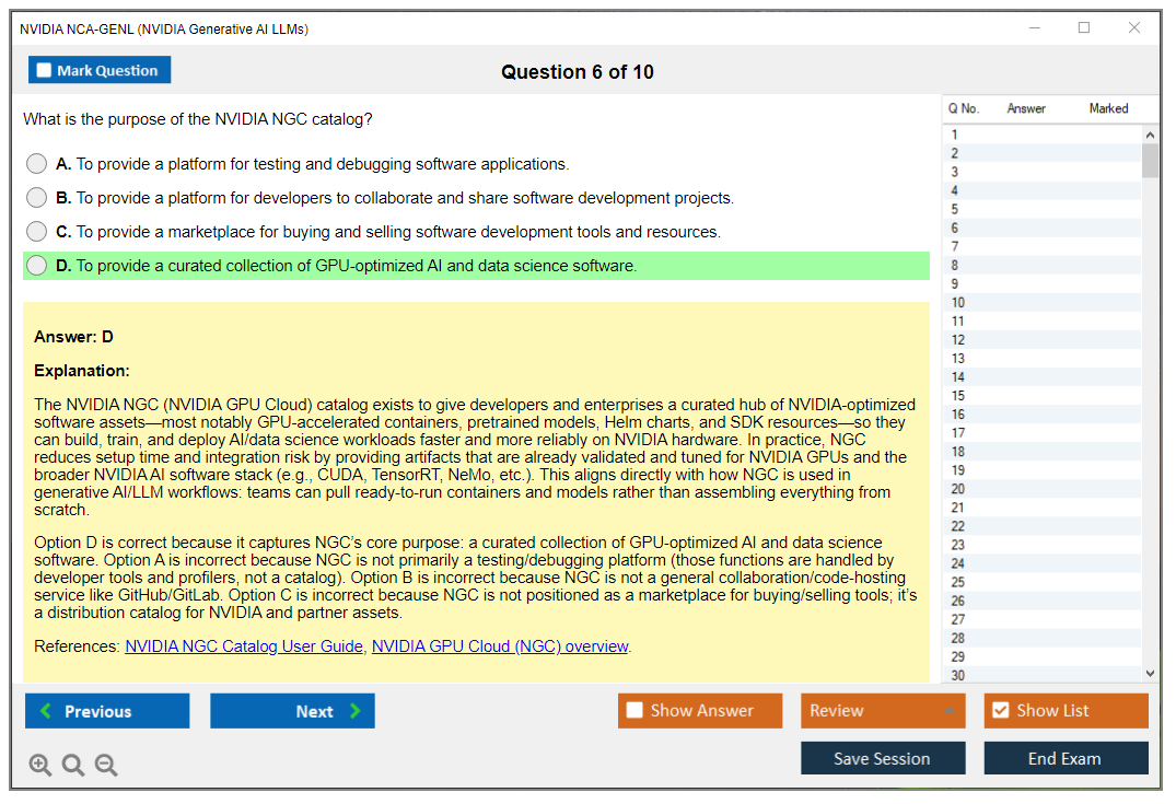 NVIDIA NCA-GENL (NVIDIA Generative AI LLMs) Exam Simulator Test Engine Exam Question 6
