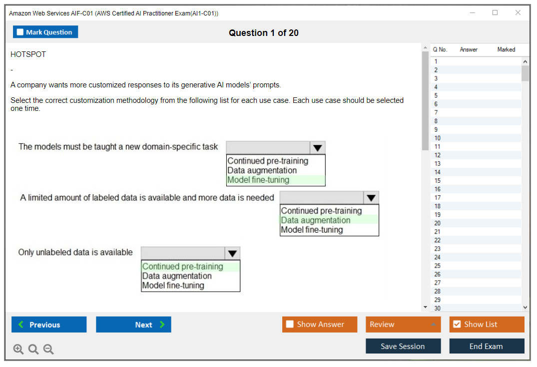 Amazon AWS AIF-C01 (AWS Certified AI Practitioner Exam(AI1-C01)) Exam Simulator Test Engine Exam Question 1