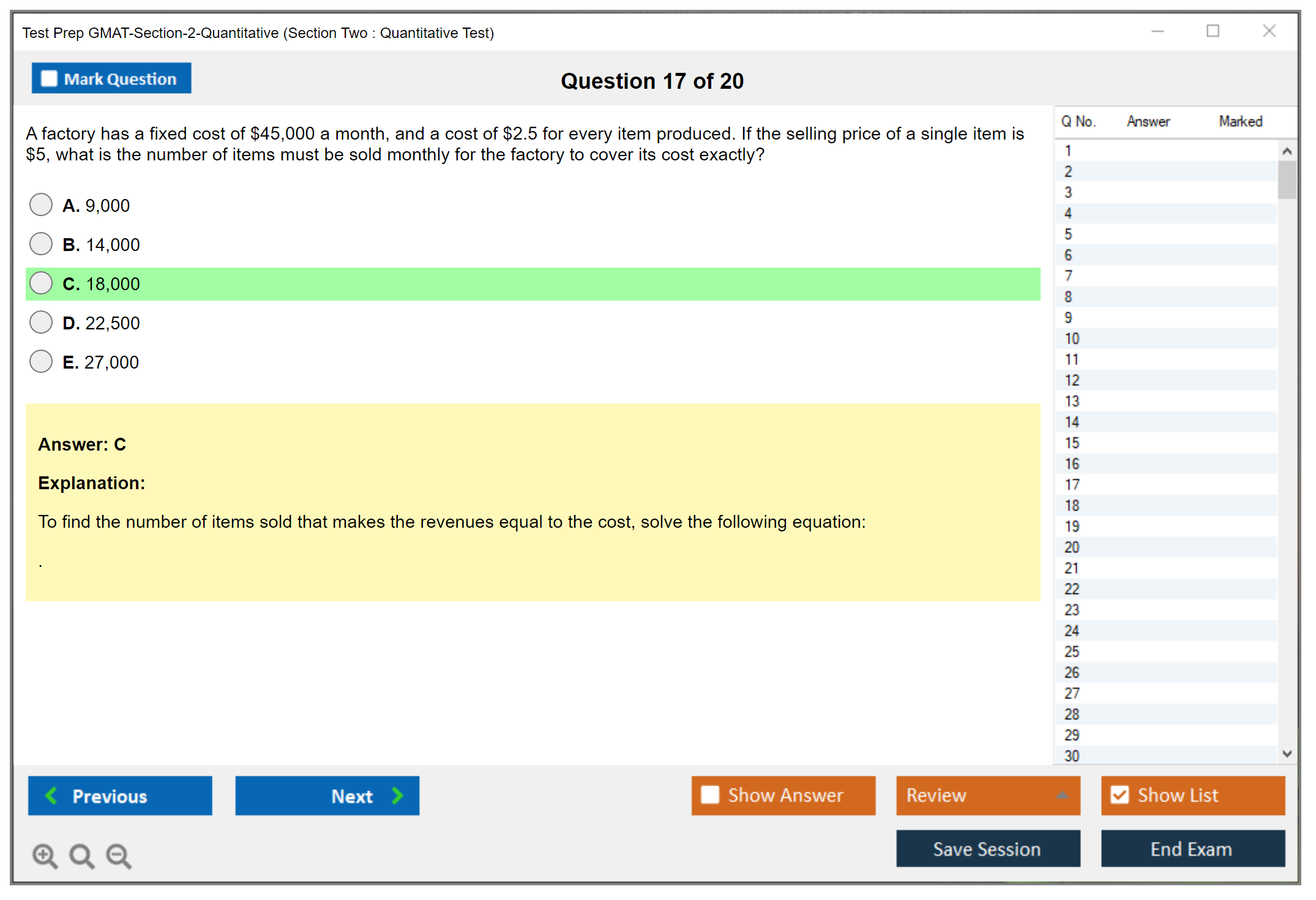 Test Prep GMAT-Section-2-Quantitative (Section Two : Quantitative Test) Exam Simulator Test Engine Exam Question 17