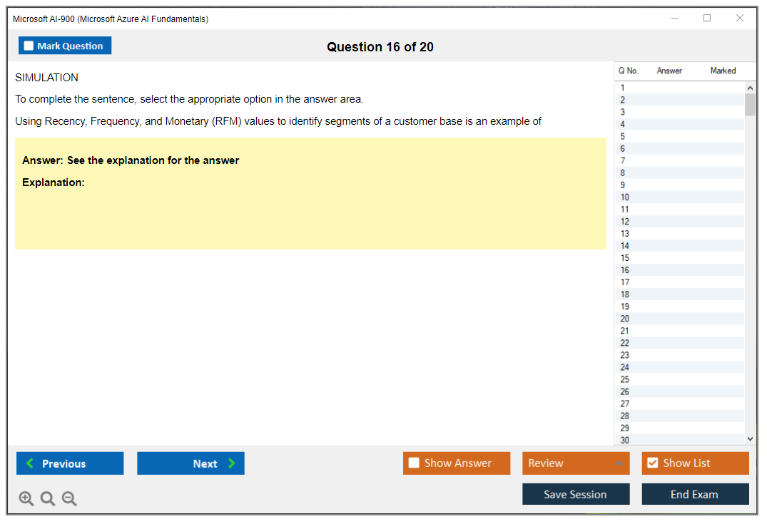 Microsoft AI-900 (Microsoft Azure AI Fundamentals) Exam Simulator Test Engine Exam Question 16
