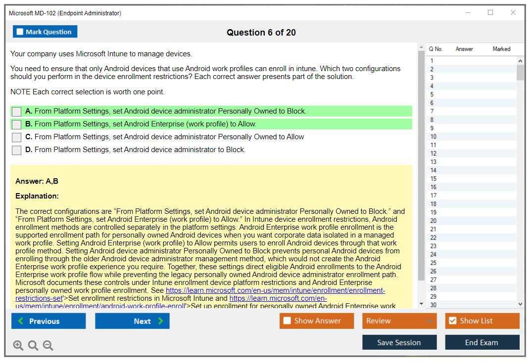 Microsoft MD-102 (Endpoint Administrator) Exam Simulator Test Engine Exam Question 6