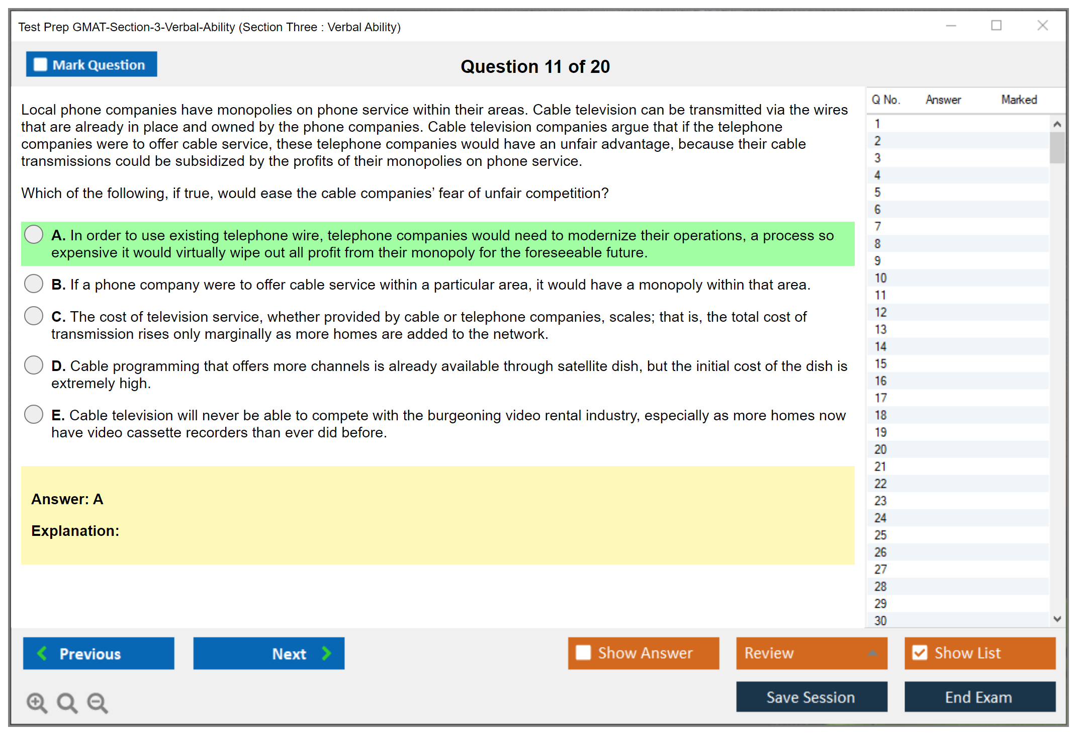 Test Prep GMAT-Section-3-Verbal-Ability (Section Three : Verbal Ability) Exam Simulator Test Engine Exam Question 11