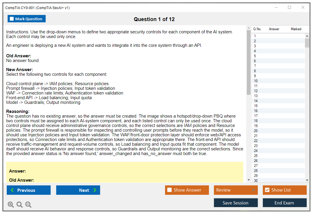 CompTIA CY0-001 (CompTIA SecAI+ v1) Exam Simulator Test Engine Exam Question 1