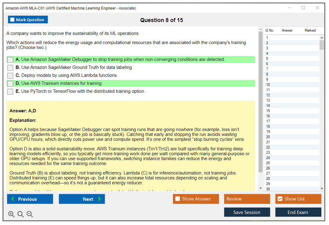 Amazon AWS MLA-C01 (AWS Certified Machine Learning Engineer - Associate) Exam Simulator Test Engine Exam Question 8
